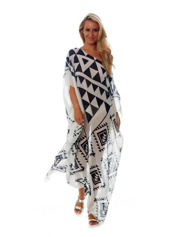 F4759 Kaftan Pareo Sarongs Cover-Up Chiffon Beach Dress